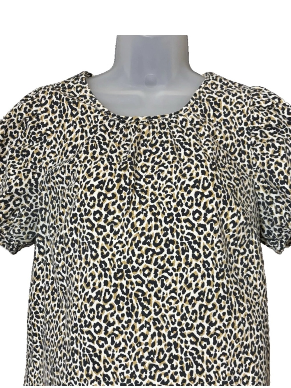 J. Crew Women's Leopard Print Puff Sleeve Cotton Top Size M - Picture 2 of 9